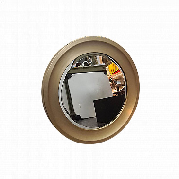 Round mirror with gilded aluminium frame by Sergio Mazza for Artemide, 1960s
