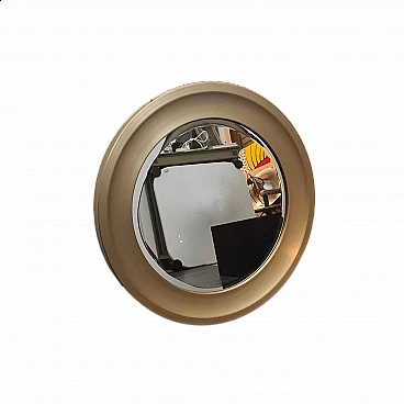 Specchio tondo con cornice in alluminio dorato di Sergio Mazza per Artemide, anni '60