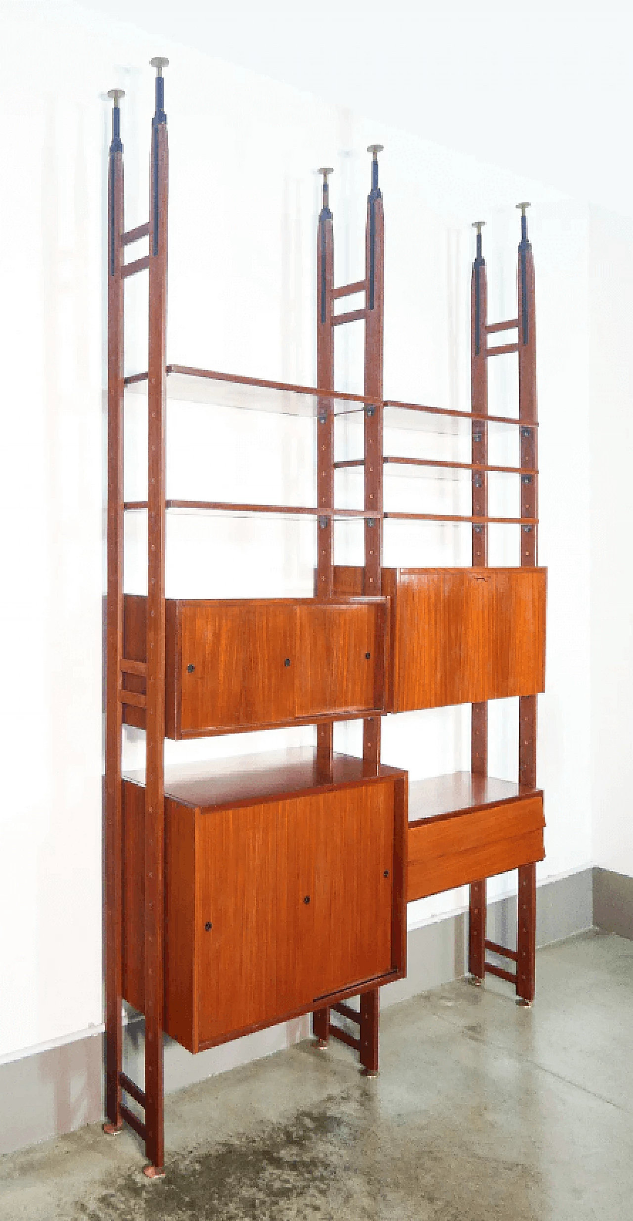 Open modular wooden bookcase, 1970s 1