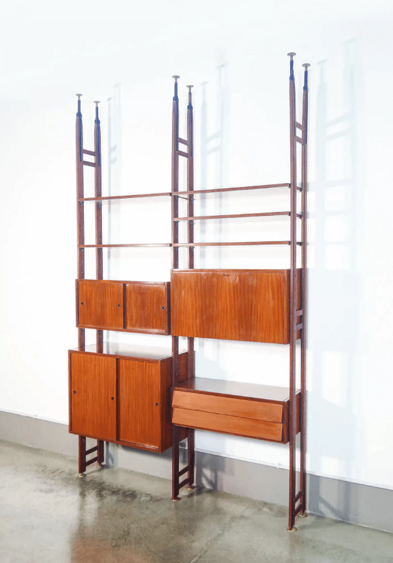 Open modular wooden bookcase, 1970s 2