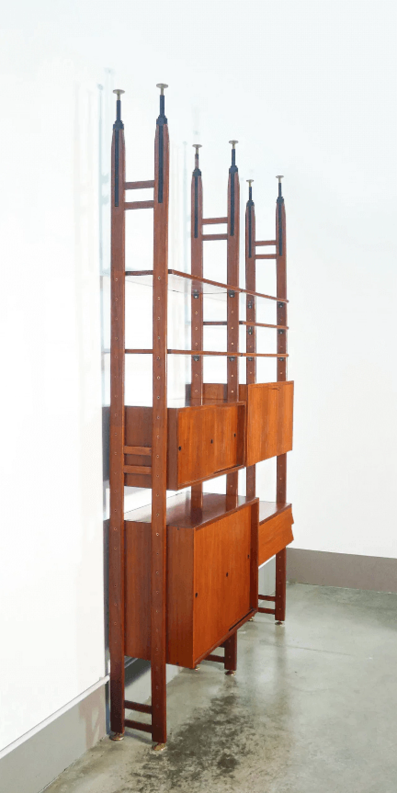 Open modular wooden bookcase, 1970s 5