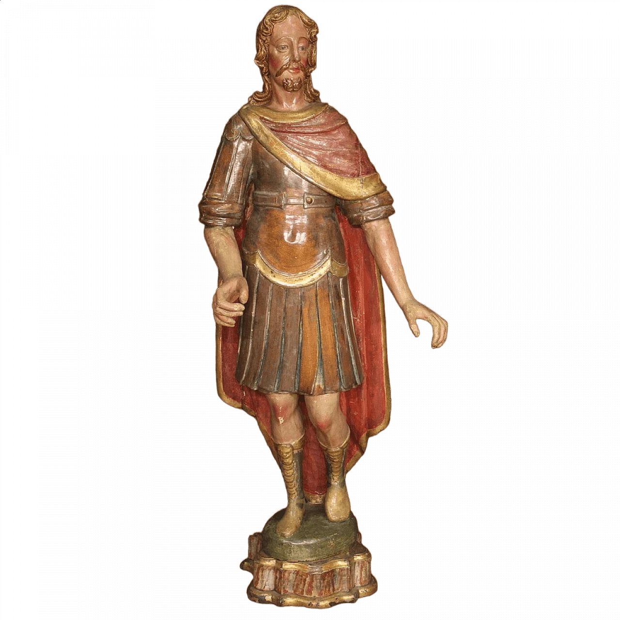 Scultura lignea policroma raffigurante soldato romano, seconda metà '700 13
