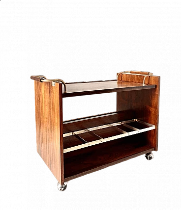 Bar cart in rosewood and chrome-plated iron, 1960s
