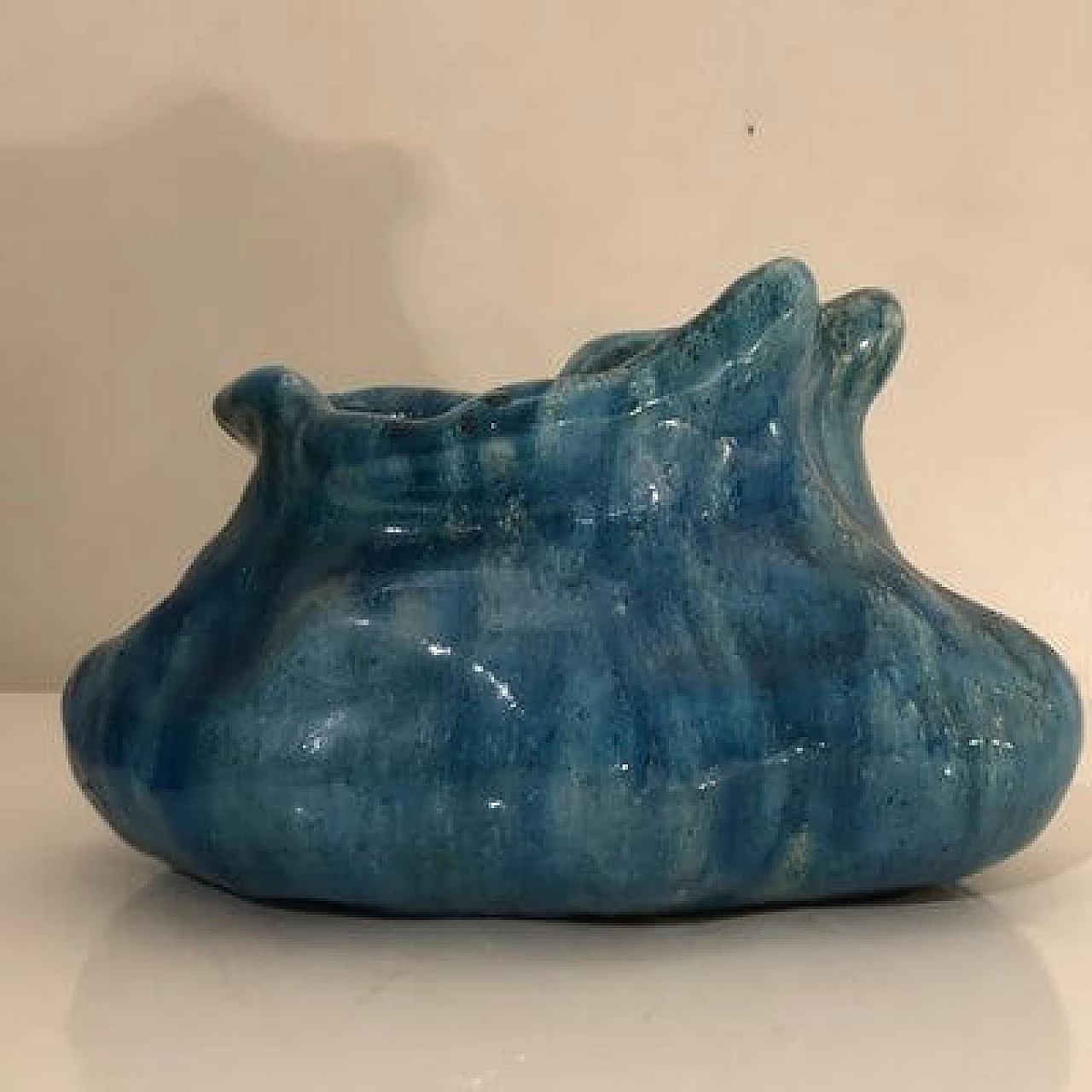 Vaso in ceramica blu di Marcello Fantoni, anni '70 1