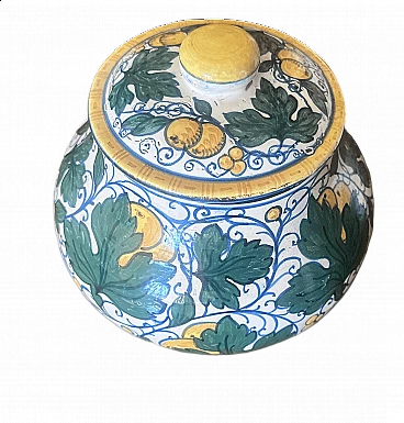 Hand-painted ceramic mustard jar, 1950s