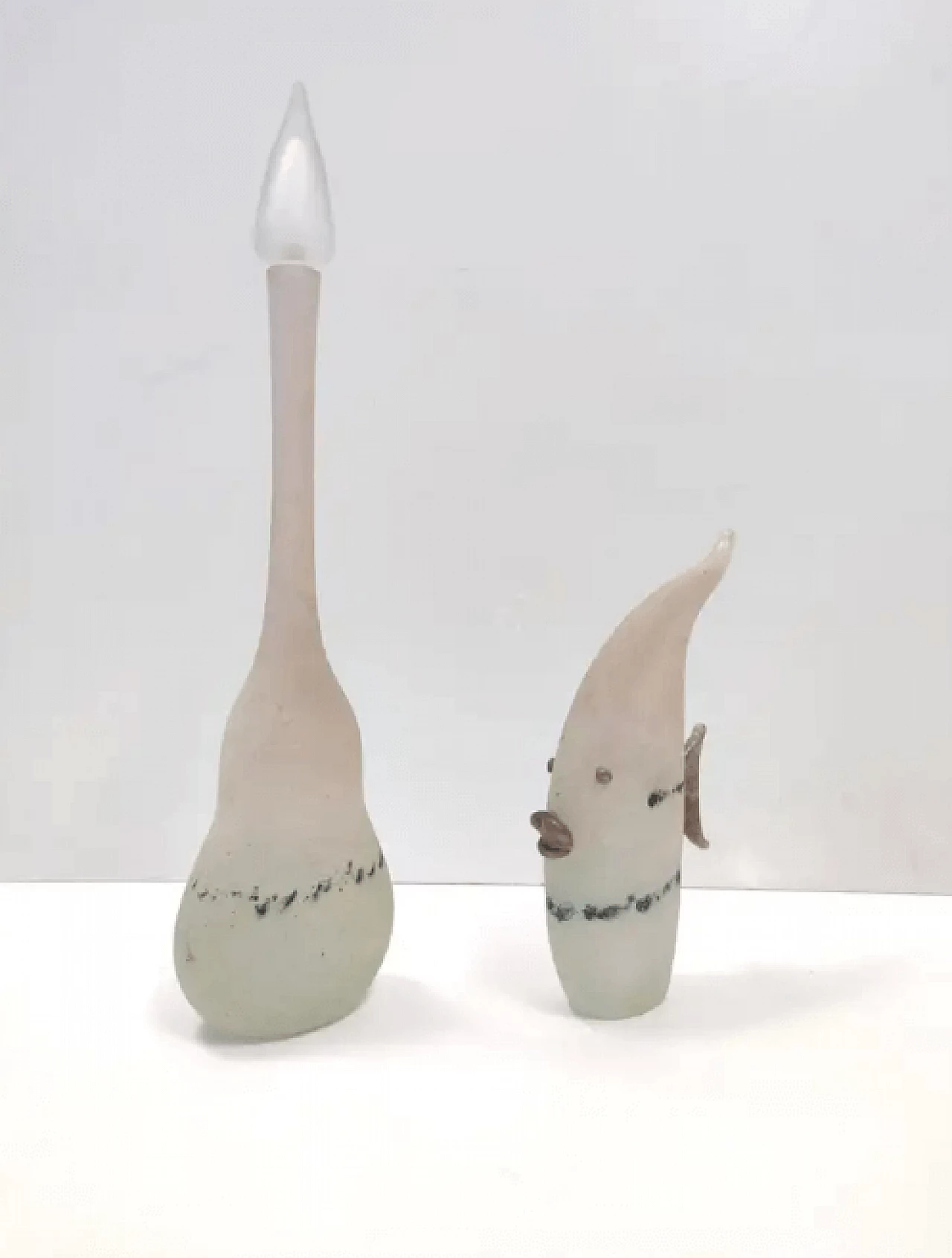 Scavo glass postmodern bottle/vase handmade by Luigi Mellara, 1970s 4