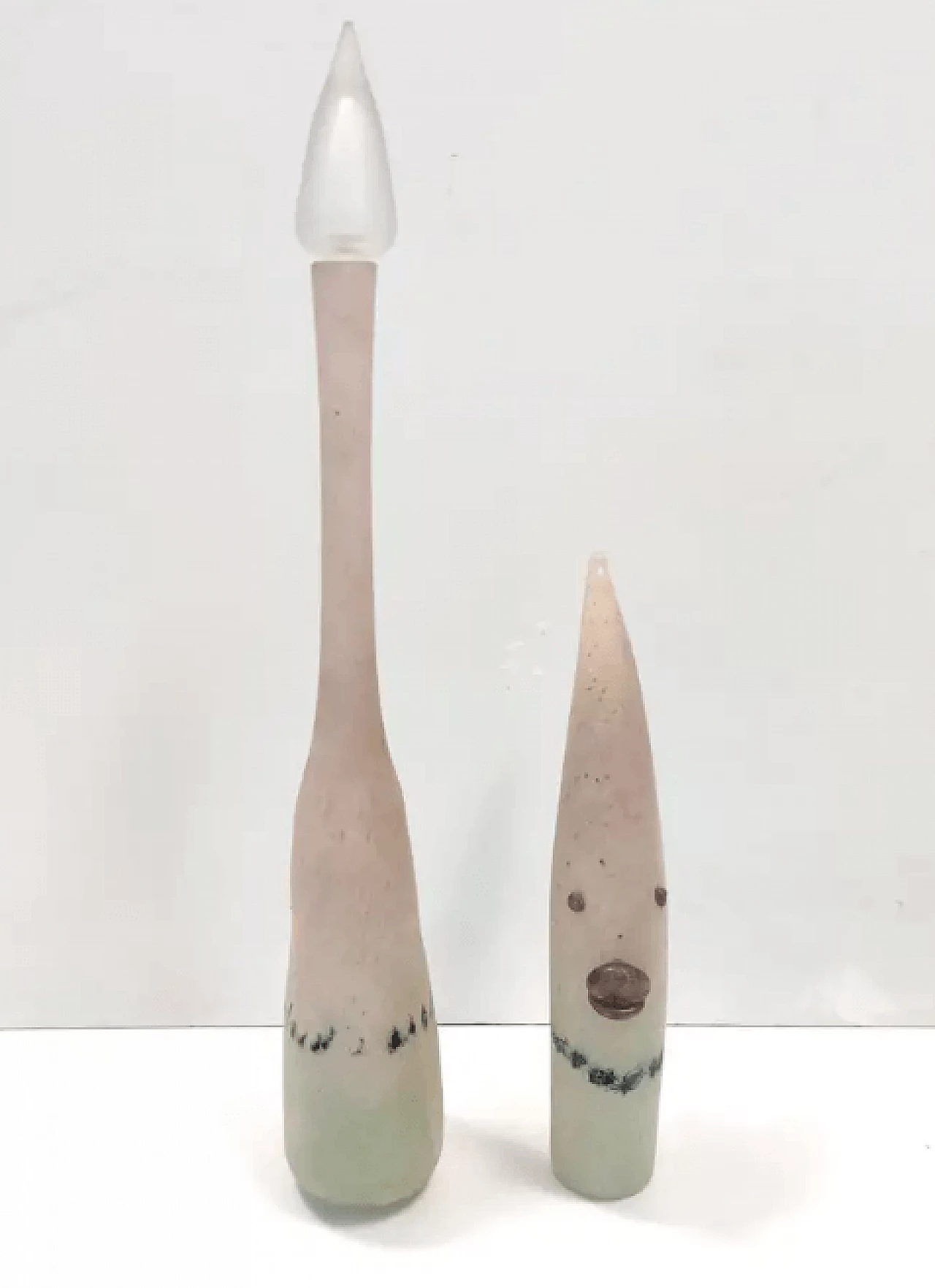 Scavo glass postmodern bottle/vase handmade by Luigi Mellara, 1970s 5