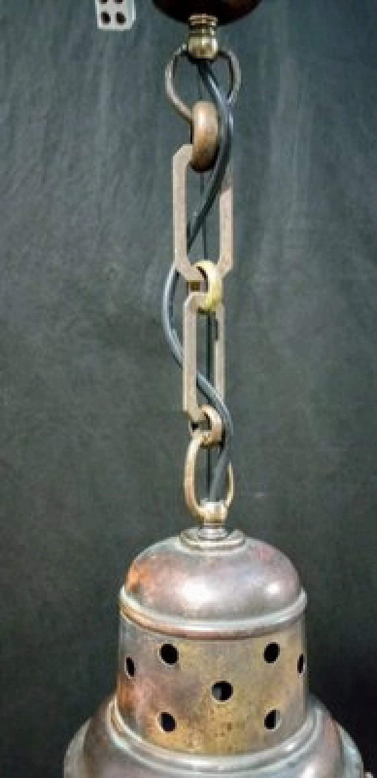 Brass and etched opaline glass chandelier, 1930s 13