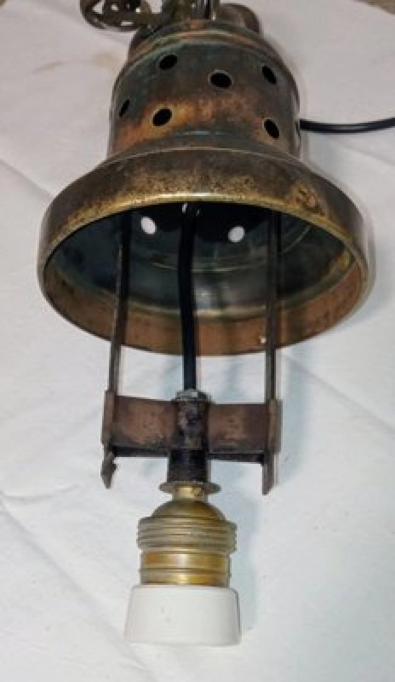 Brass and etched opaline glass chandelier, 1930s 14