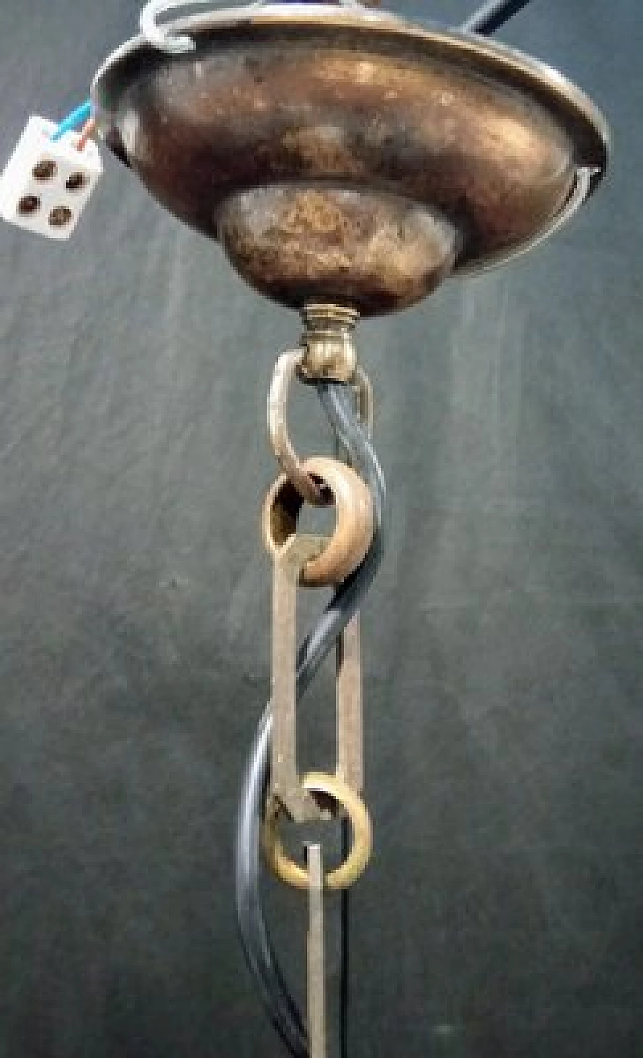 Brass and etched opaline glass chandelier, 1930s 15