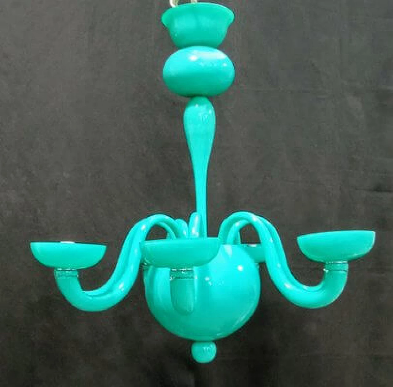 Green Murano glass chandelier by Leucos, 1990s 5