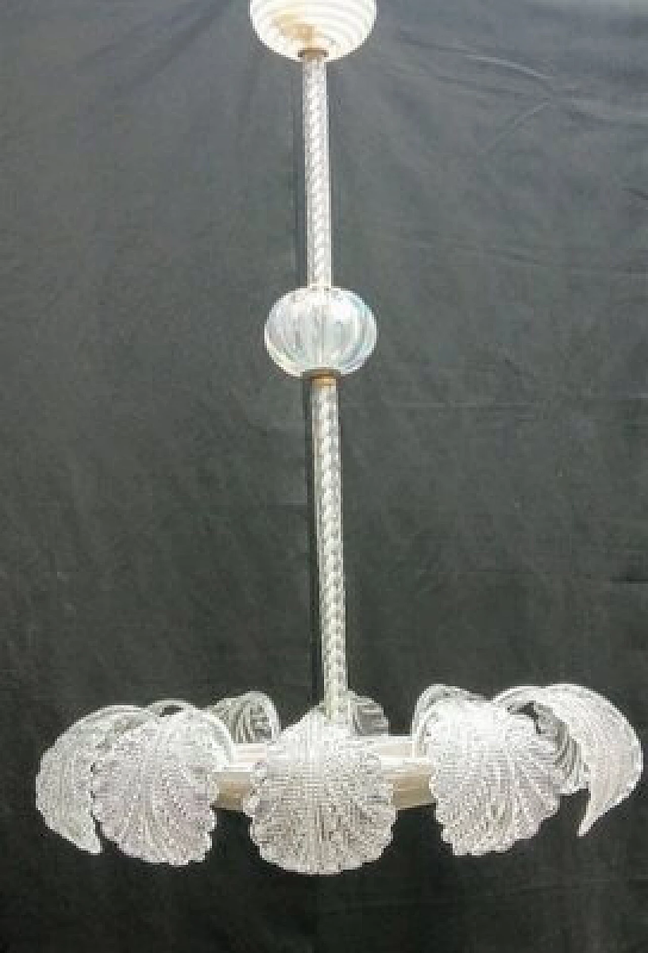Lampadario in vetro di Murano con foglie di Barovier & Toso, anni '40 6