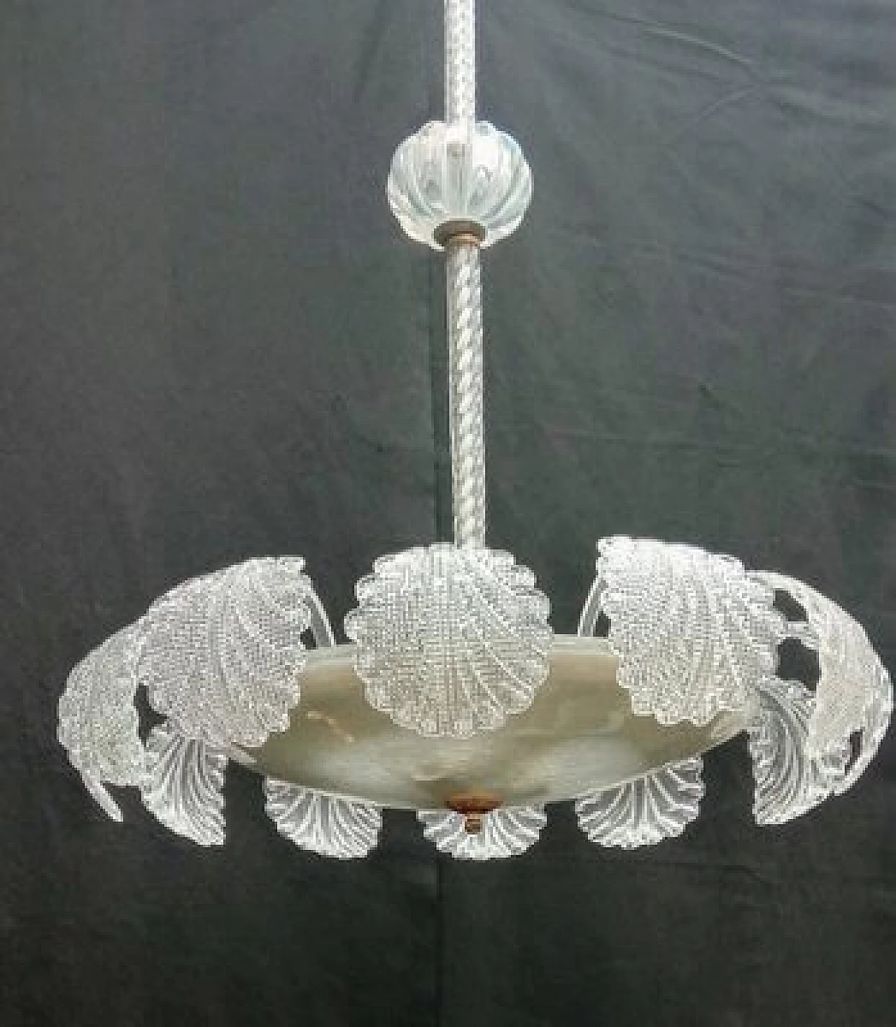 Lampadario in vetro di Murano con foglie di Barovier & Toso, anni '40 8