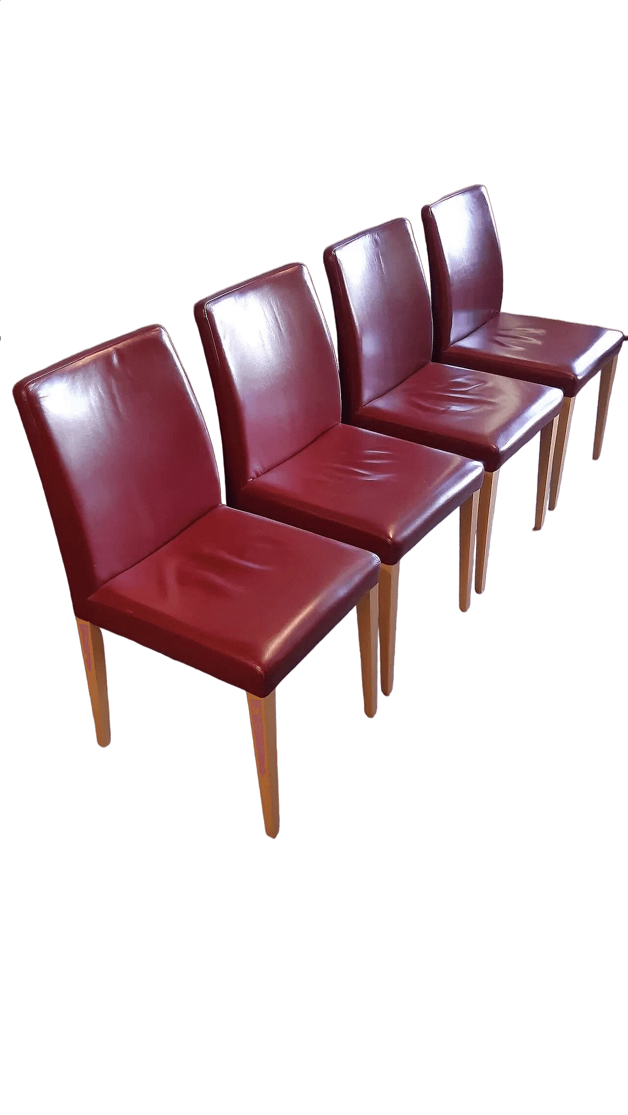 4 Sedie Vittoria in faggio e pelle rossa di Poltrona Frau 13