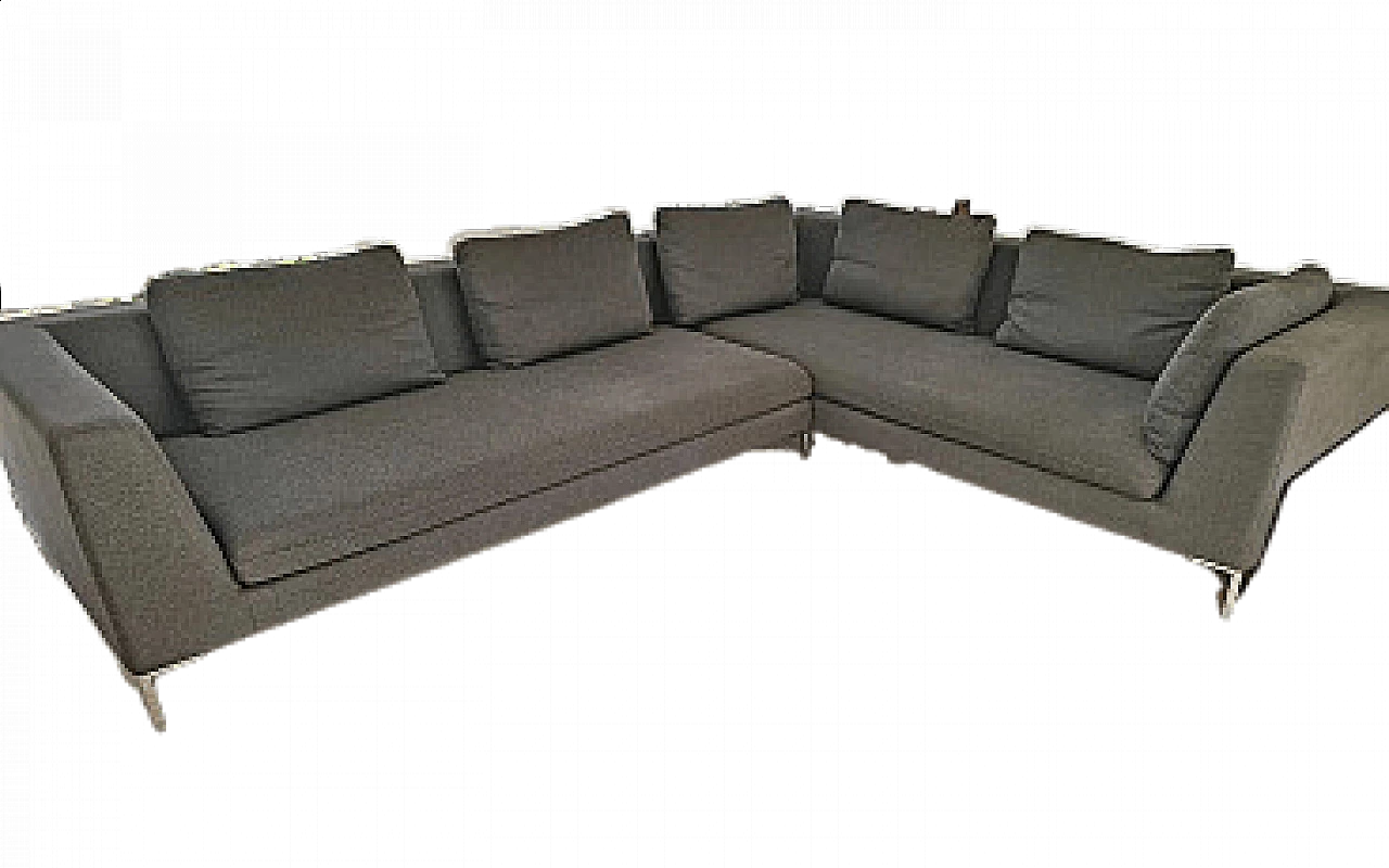 Divano angolare Luna angolare in cotone grigio talpa di Alberta Salotti 14