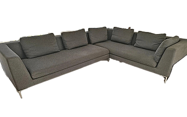 Luna corner sofa in taupe cotton by Alberta Salotti intOndo