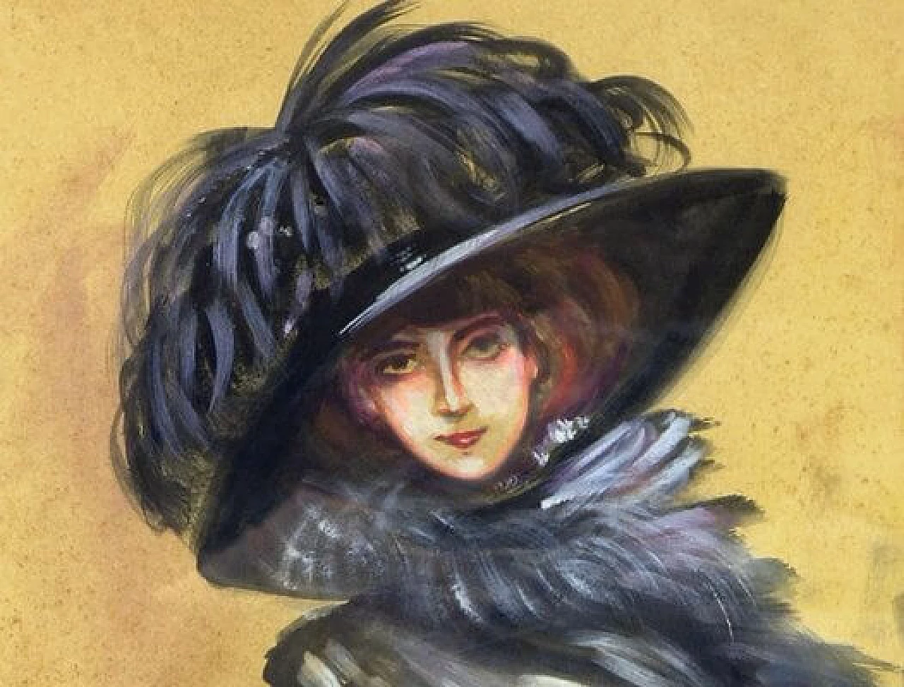 Giovanni Frattini, Portrait of Luisa Casati, tempera on paper in frame, 1990s 3