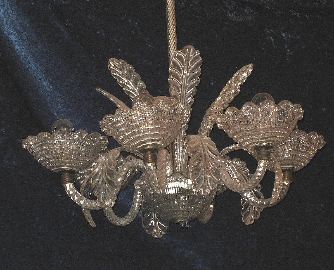Murano glass chandelier in the style of Barovier, 1940s 1