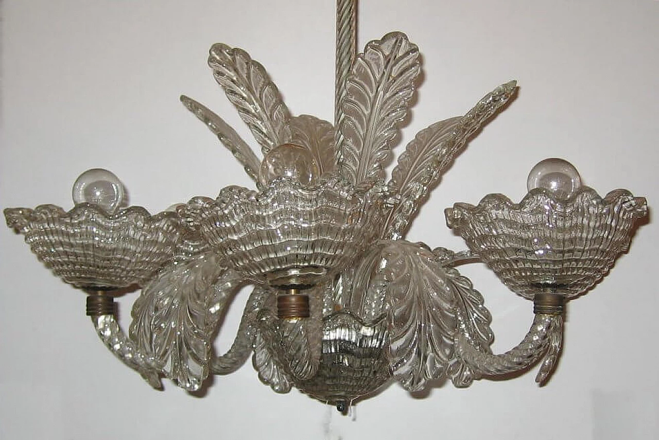 Lampadario in vetro di Murano nello stile di Barovier, anni '40 5