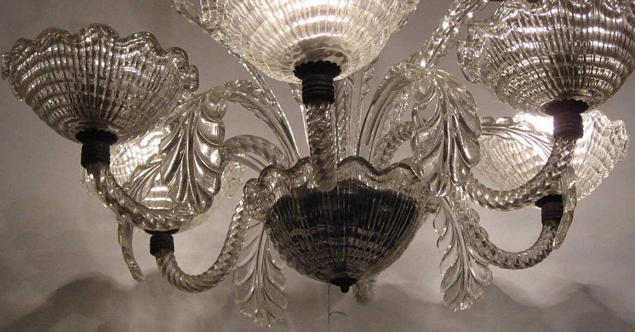 Murano glass chandelier in the style of Barovier, 1940s 6