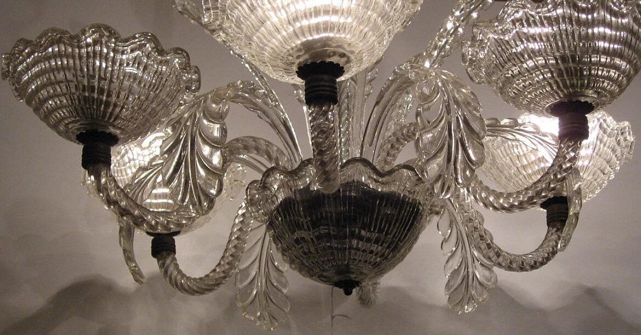 Lampadario in vetro di Murano nello stile di Barovier, anni '40 6