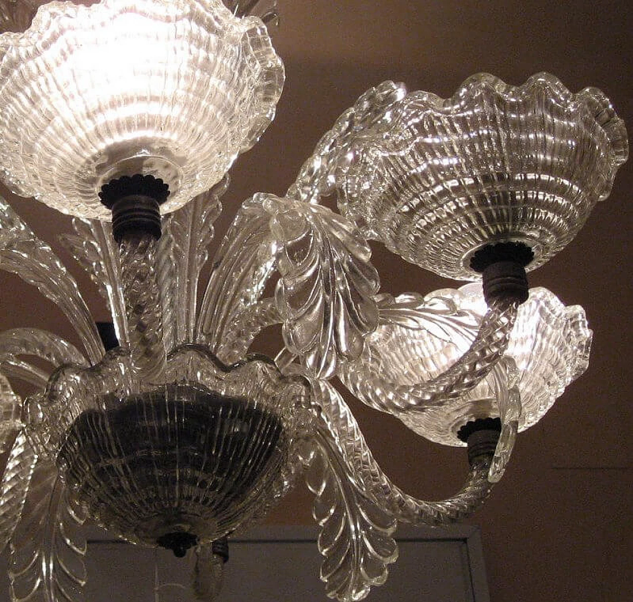 Lampadario in vetro di Murano nello stile di Barovier, anni '40 7