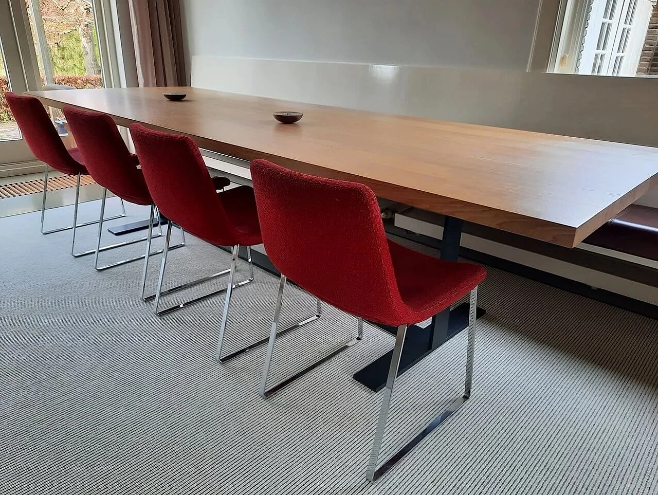 4 Metropolitan chairs in red Maxalto textured fabric by Jeffrey Bernett for B&B Italia 1