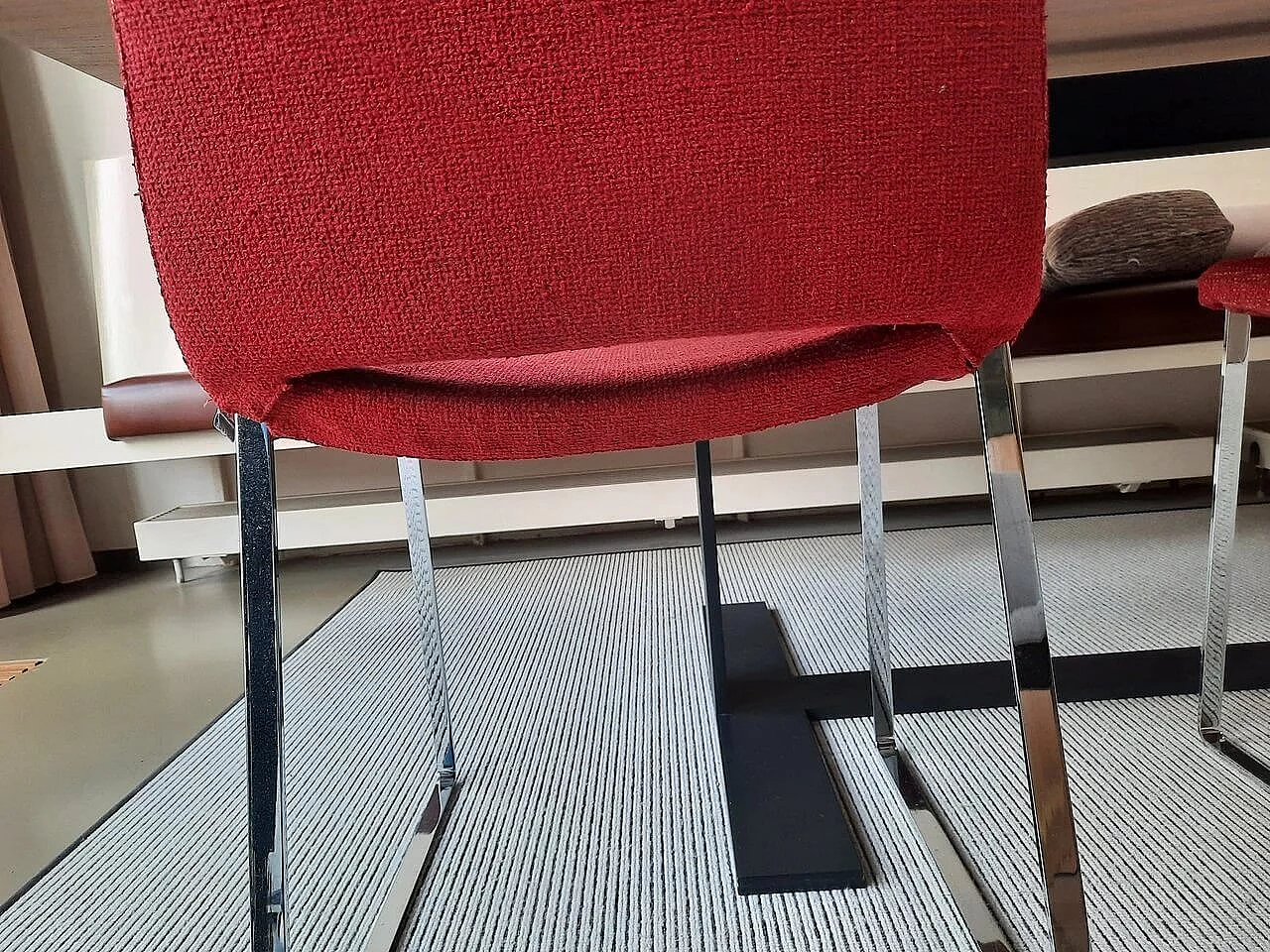 4 Metropolitan chairs in red Maxalto textured fabric by Jeffrey Bernett for B&B Italia 4