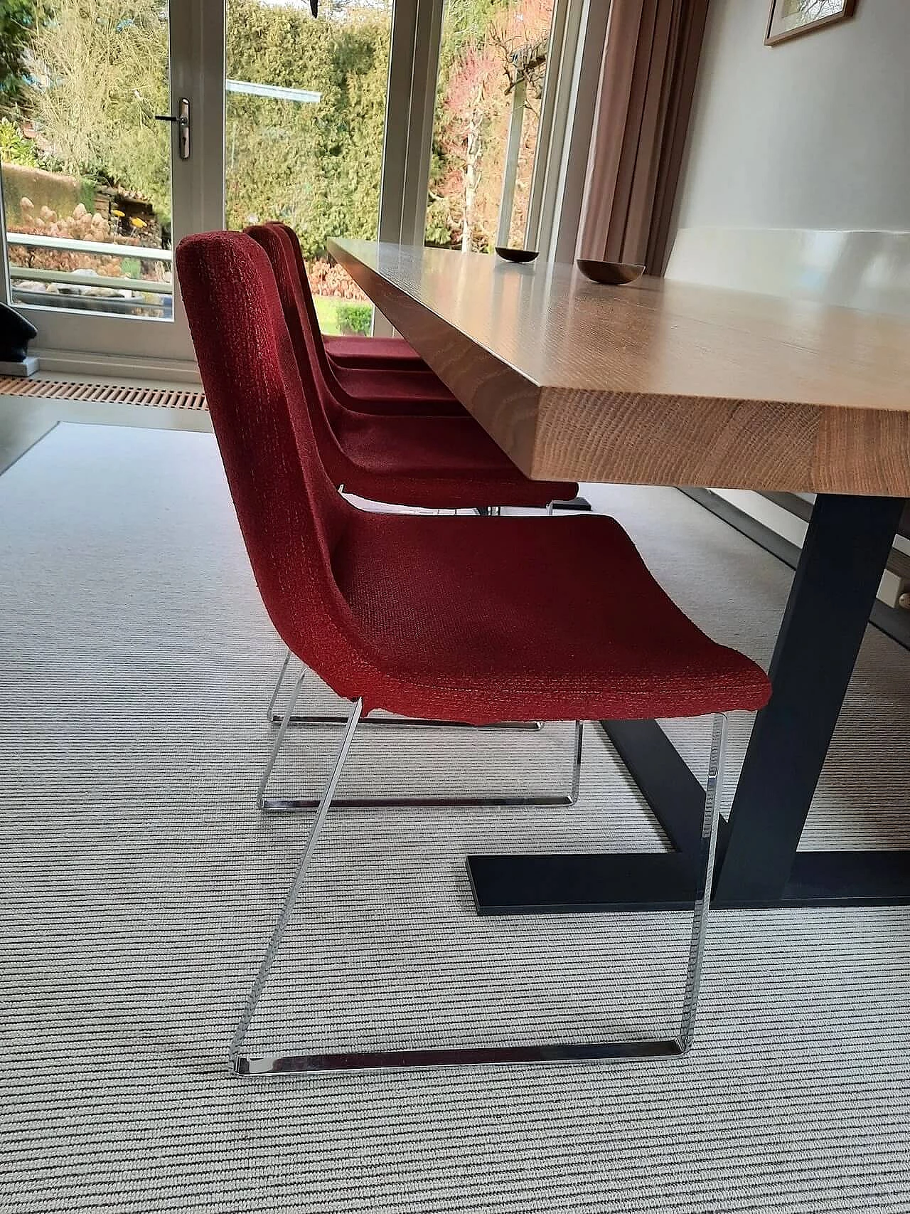 4 Metropolitan chairs in red Maxalto textured fabric by Jeffrey Bernett for B&B Italia 5