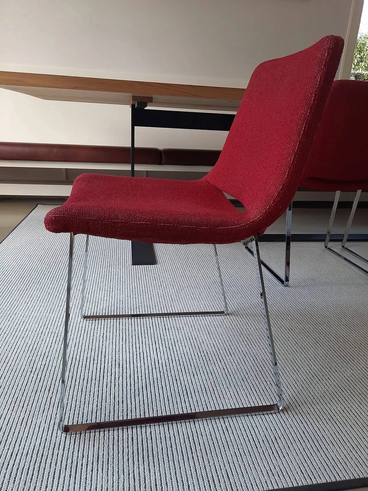 4 Metropolitan chairs in red Maxalto textured fabric by Jeffrey Bernett for B&B Italia 6
