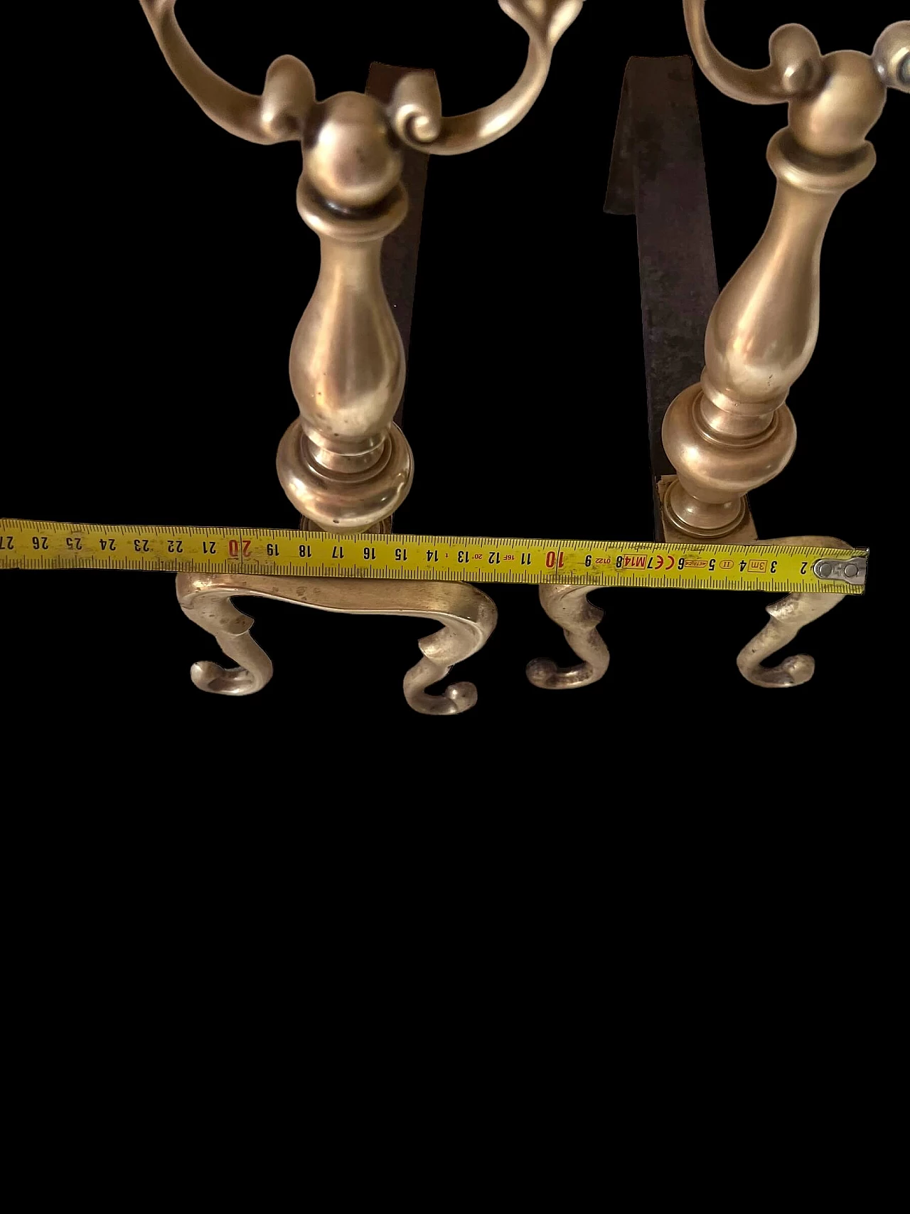 Pair of brass fireplace andirons, 1960s 8