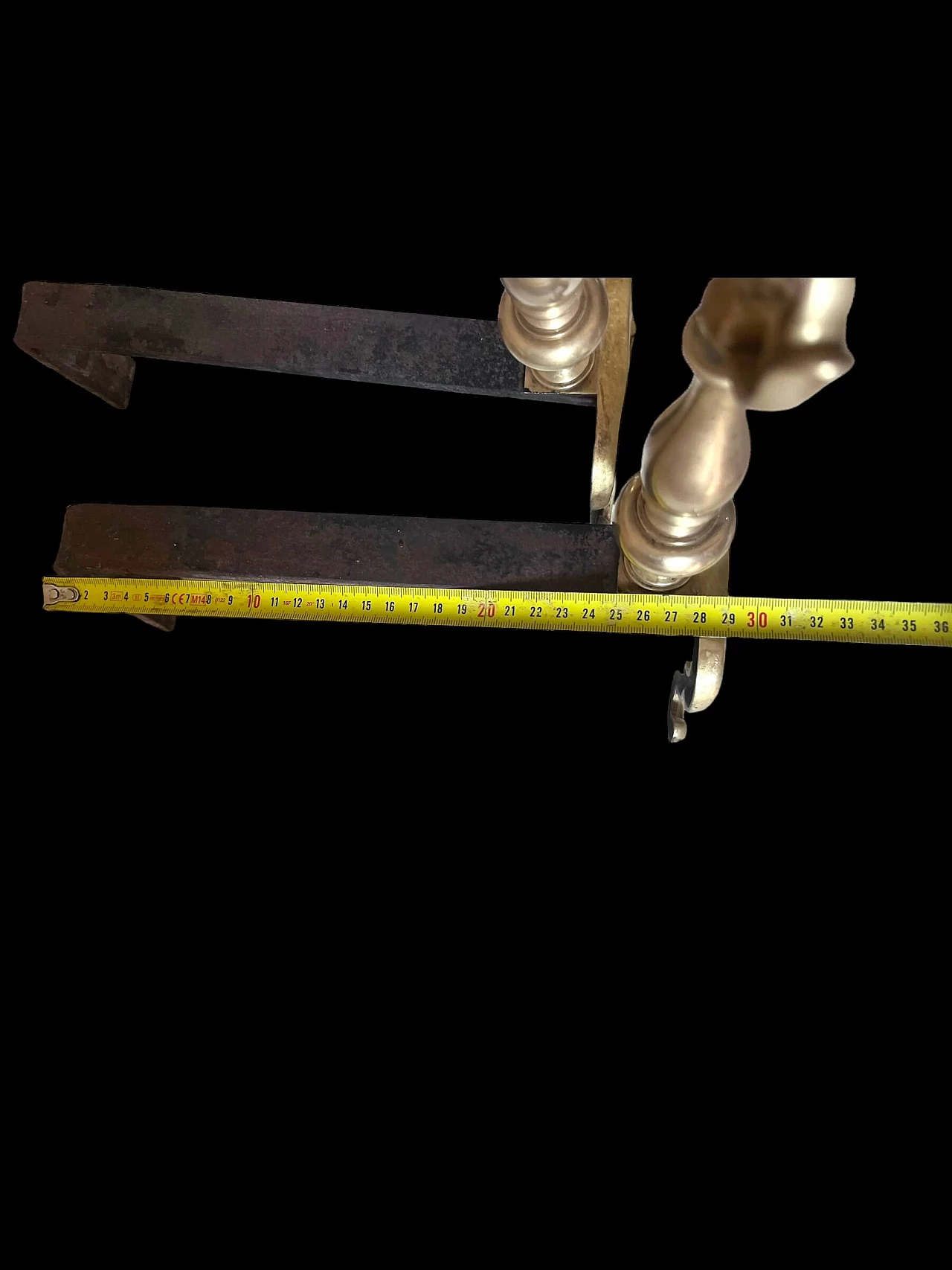 Pair of brass fireplace andirons, 1960s 9