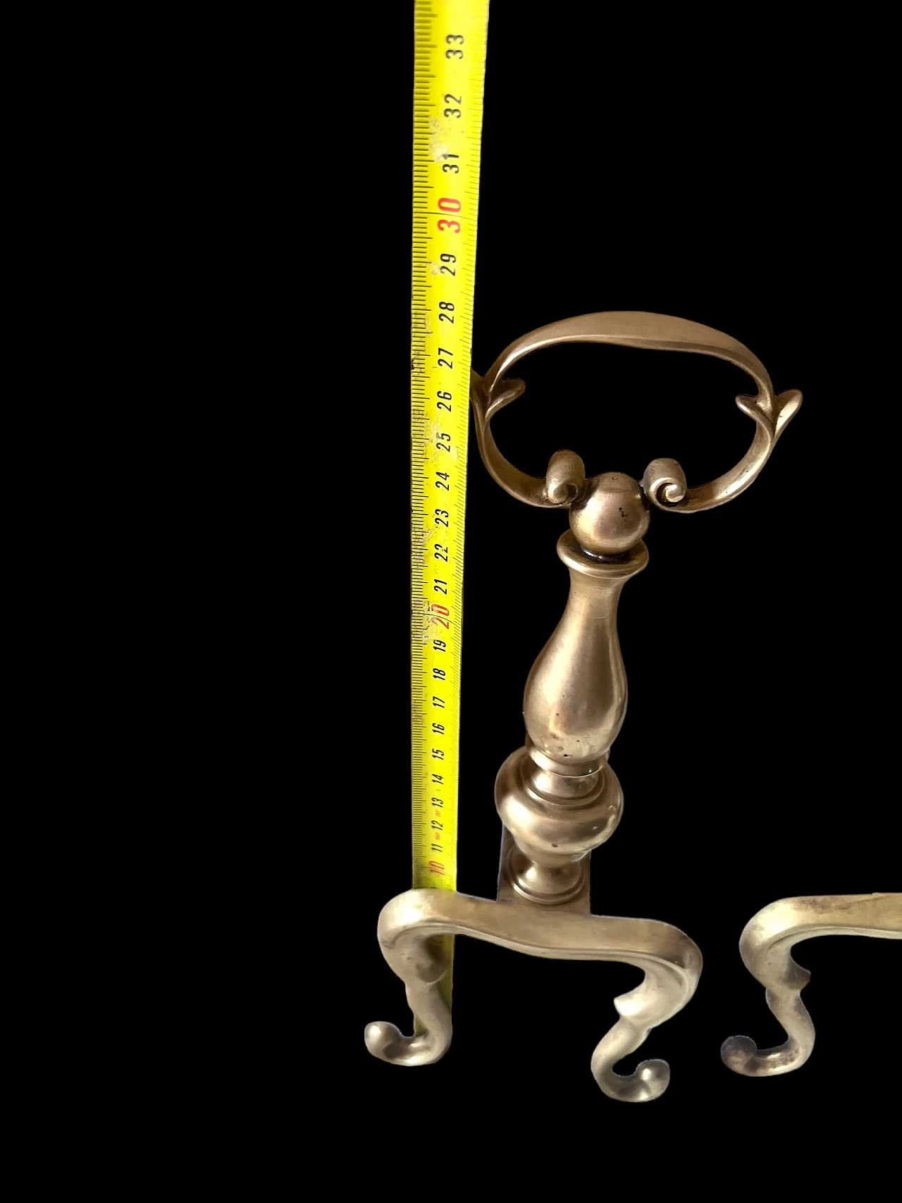 Pair of brass fireplace andirons, 1960s 11