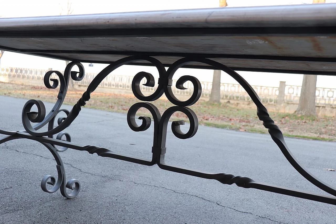 Iron garden table with marble top, 20th century 16