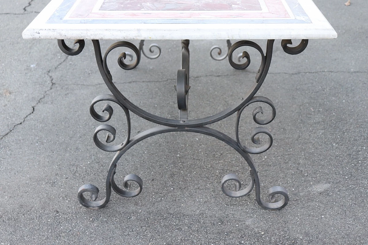Iron garden table with marble top, 20th century 17