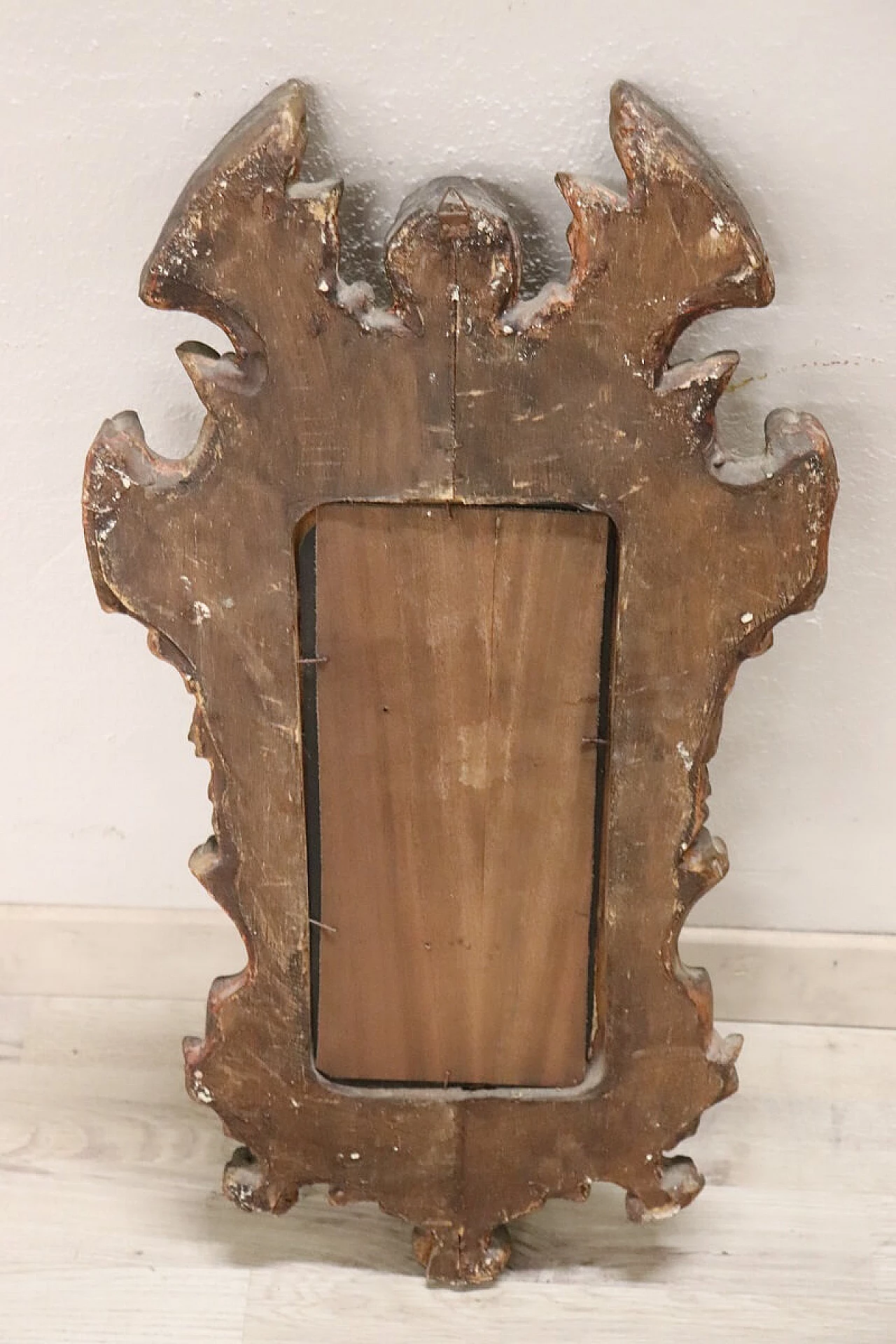Blue and gold wooden mirror in Gothic style, 20th century 6