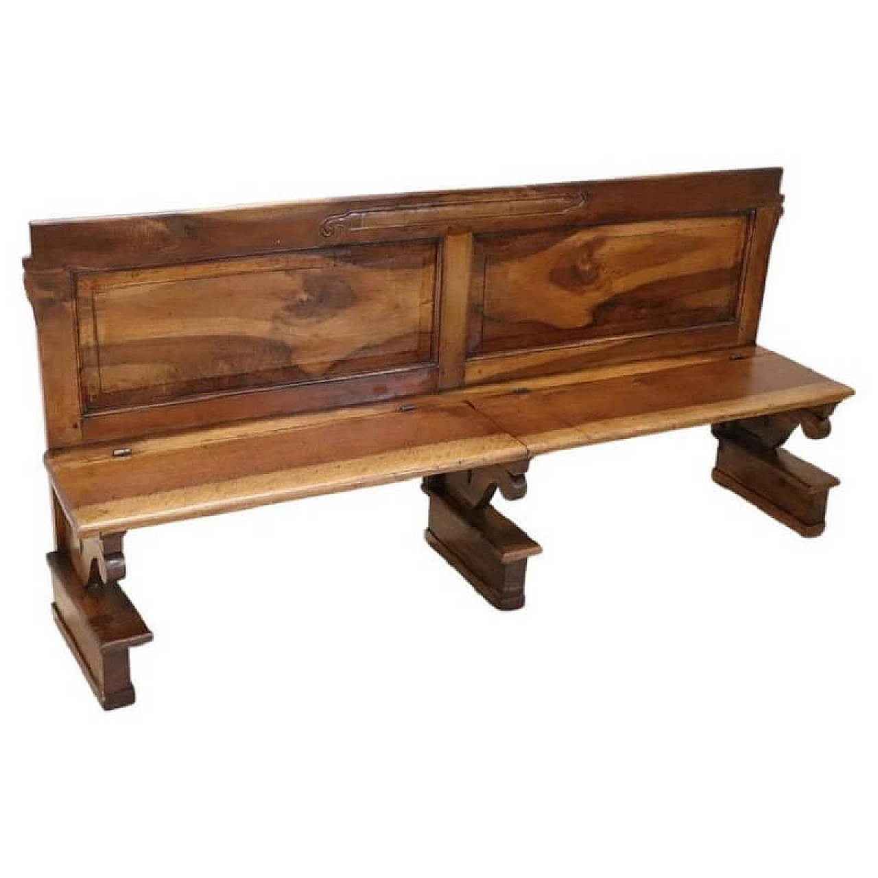 Solid walnut bench, 19th century 1