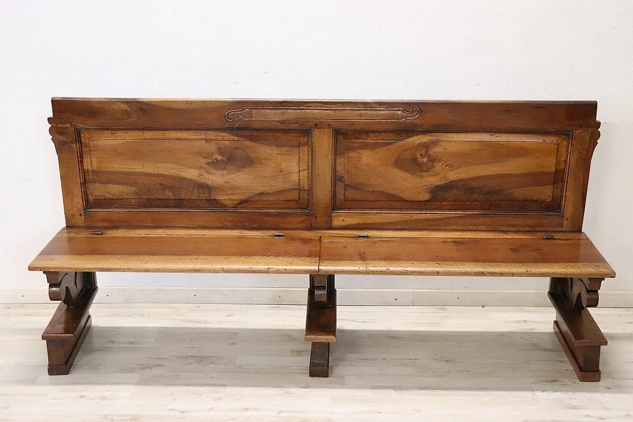 Solid walnut bench, 19th century 2