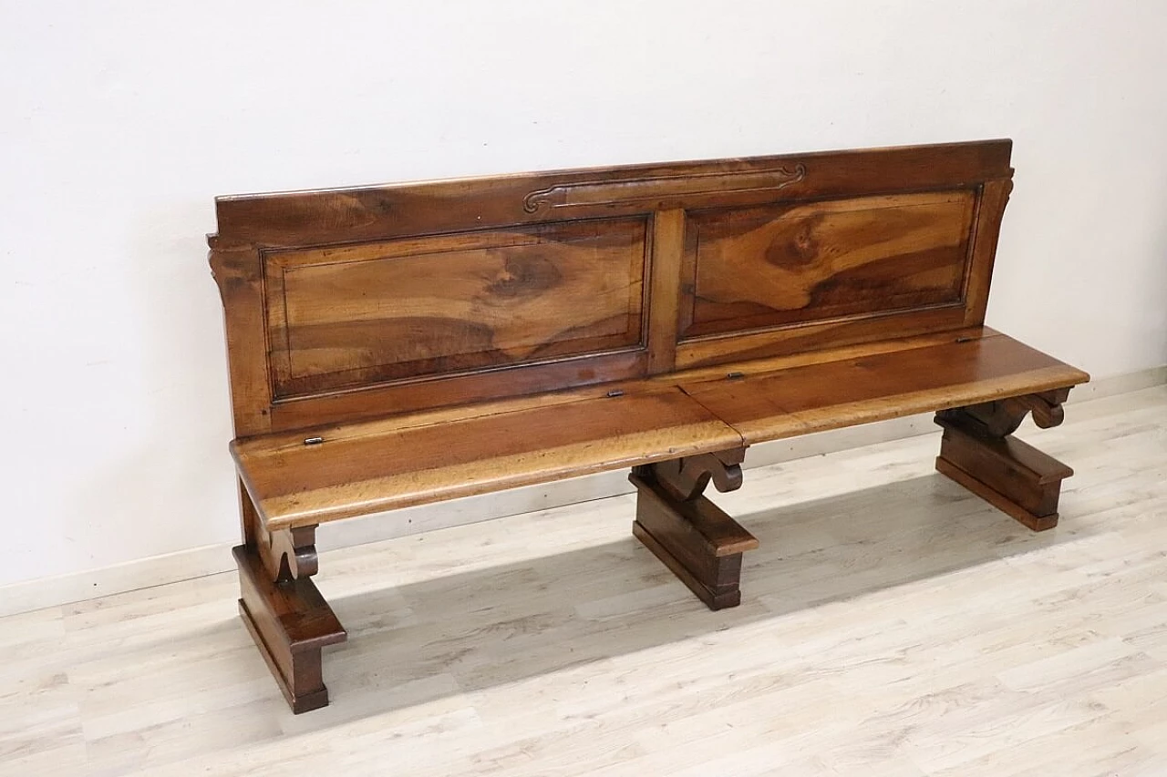 Solid walnut bench, 19th century 3
