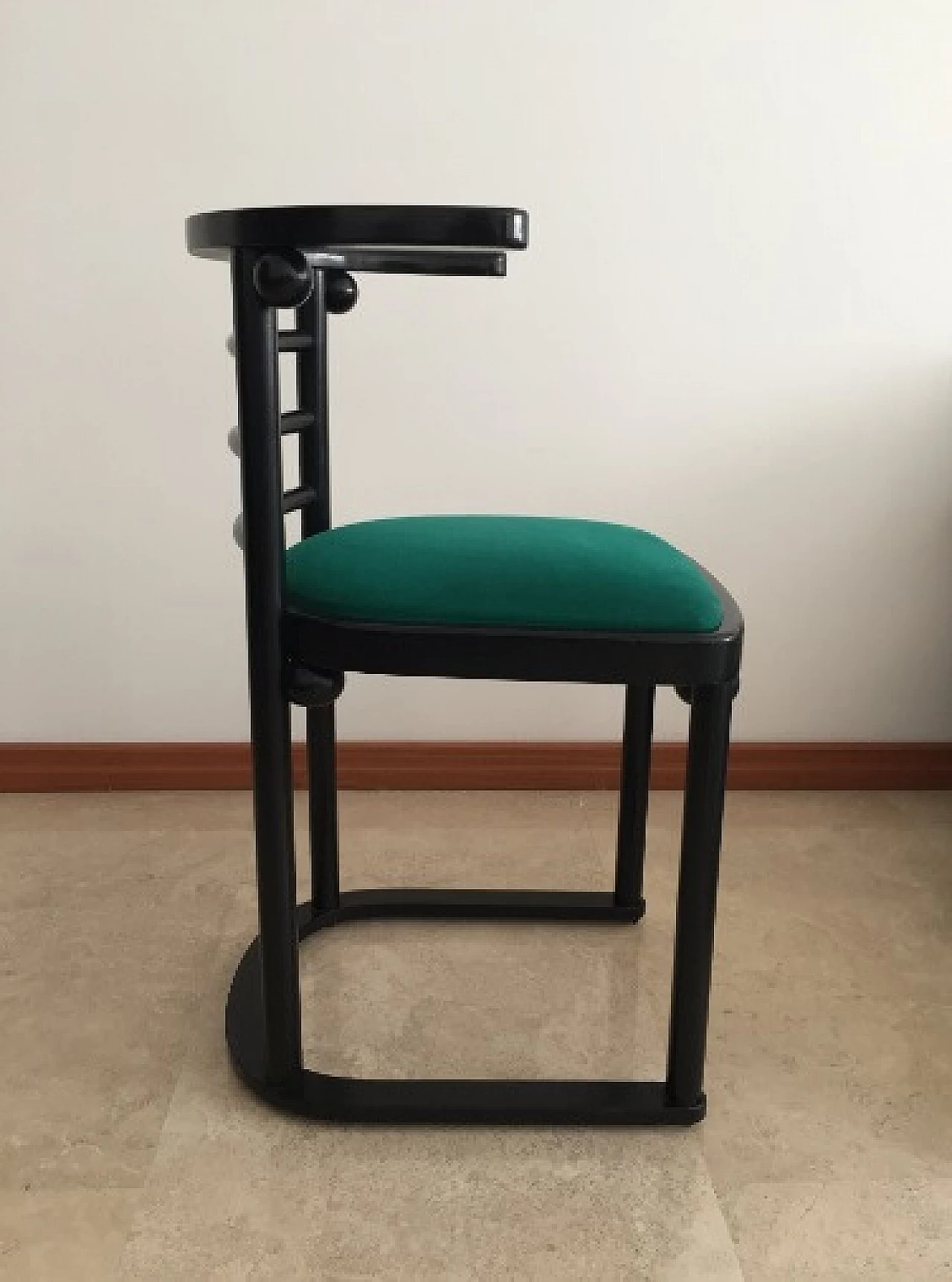 Pair of Fledermaus chairs in black lacquered wood by Josef Hoffmann for Alivar, 1980s 21