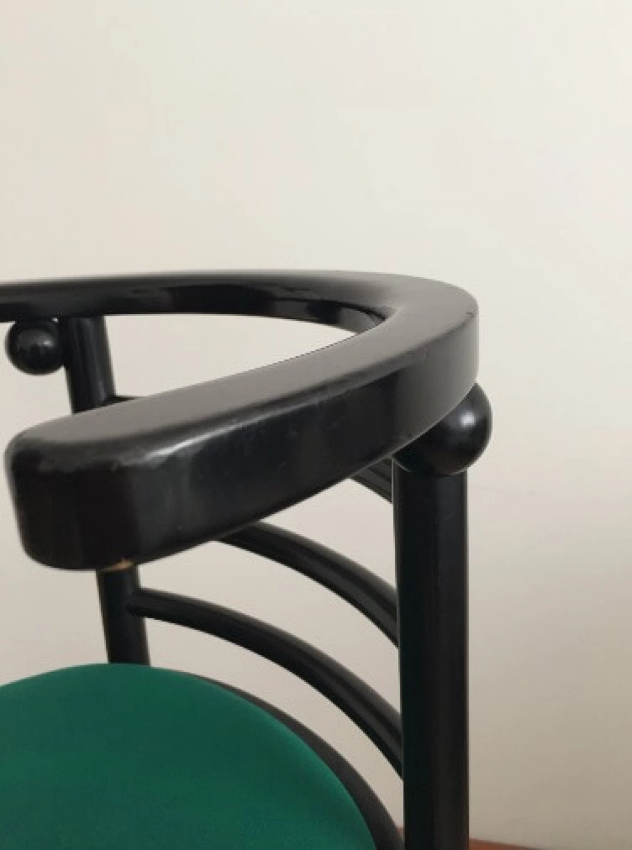 Pair of Fledermaus chairs in black lacquered wood by Josef Hoffmann for Alivar, 1980s 26