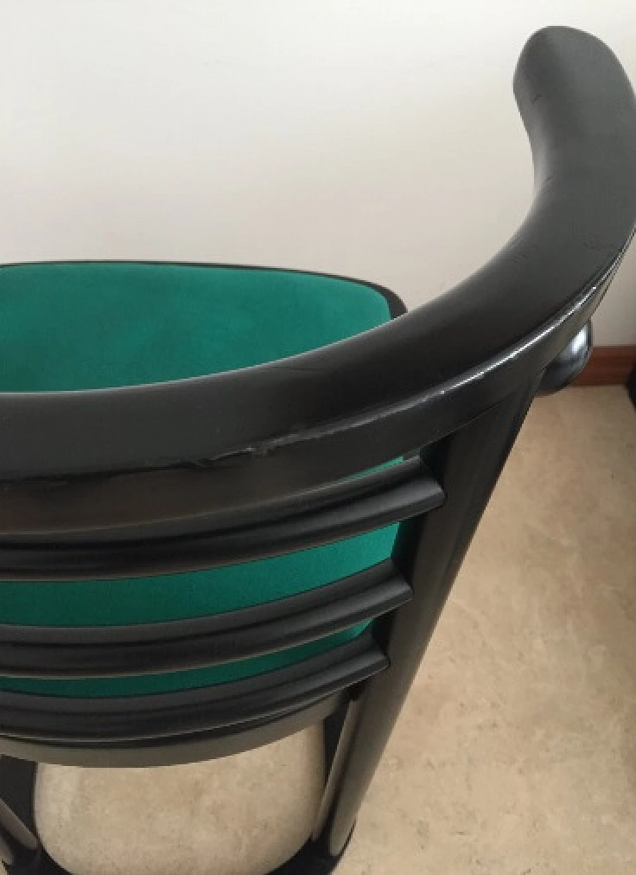 Pair of Fledermaus chairs in black lacquered wood by Josef Hoffmann for Alivar, 1980s 28