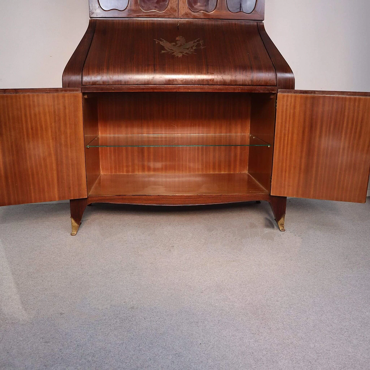 Rosewood trumeau with brass inlays by Paolo Buffa, 1940s 7