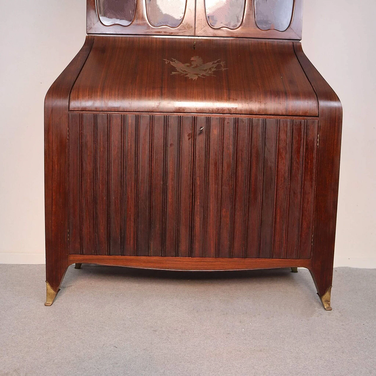 Rosewood trumeau with brass inlays by Paolo Buffa, 1940s 10