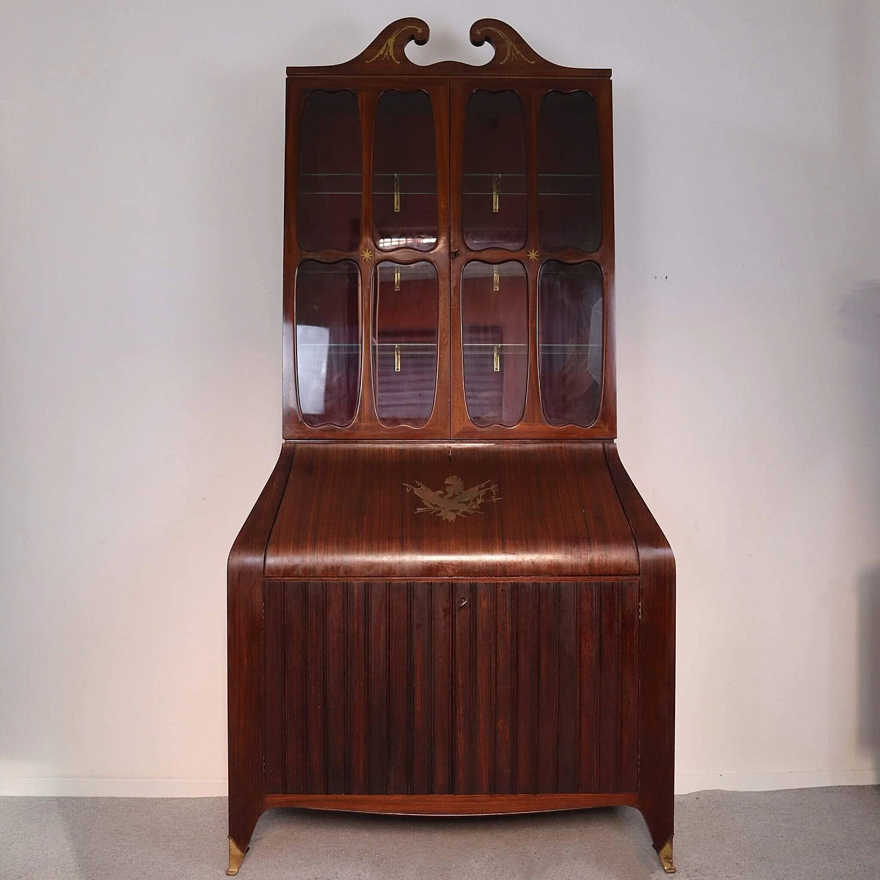 Rosewood trumeau with brass inlays by Paolo Buffa, 1940s 12