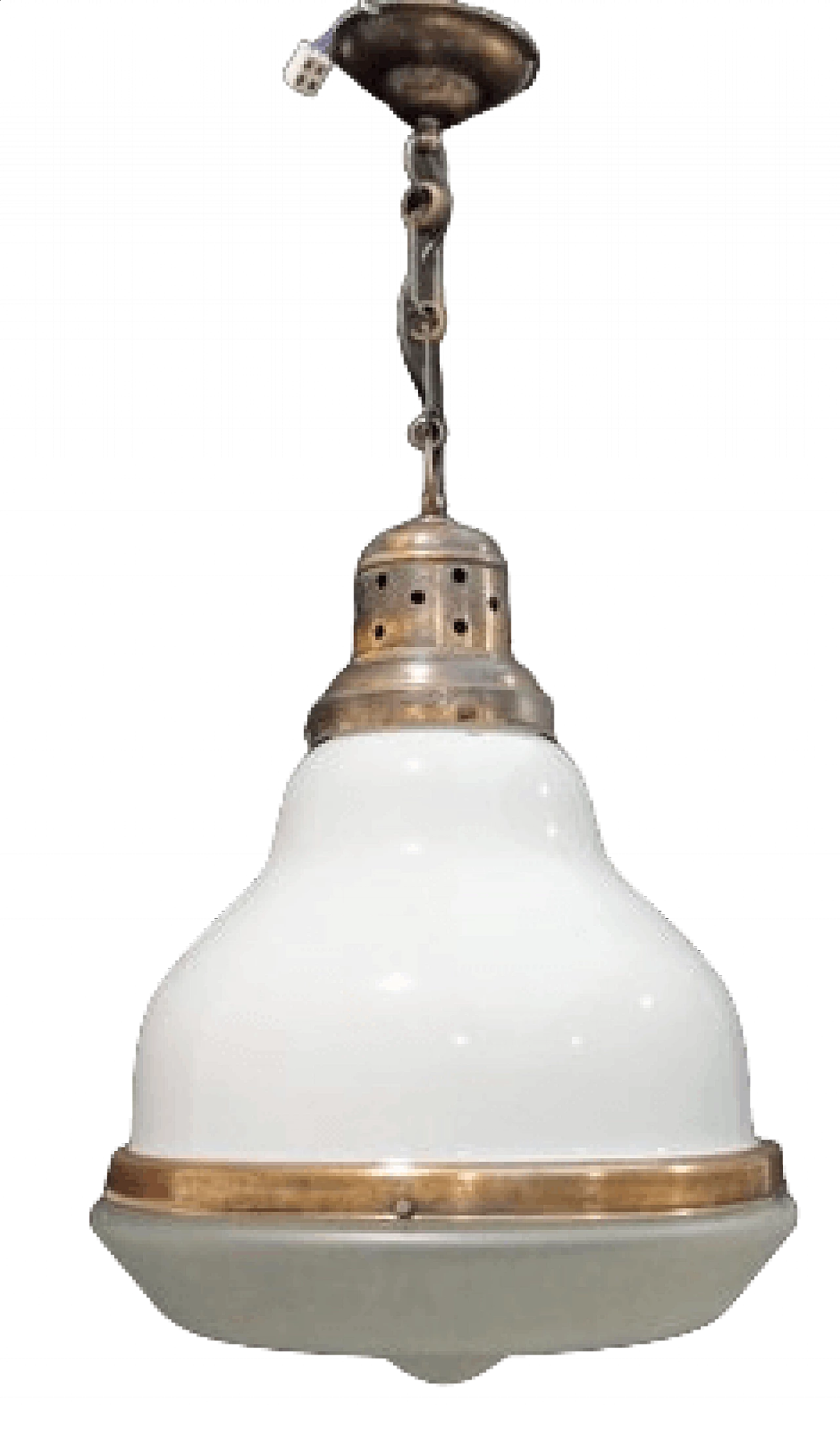 Brass and etched opaline glass chandelier, 1930s 23