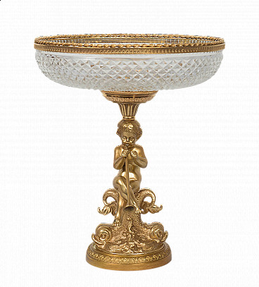 Napoleon III centrepiece in gilded bronze and crystal, 19th century