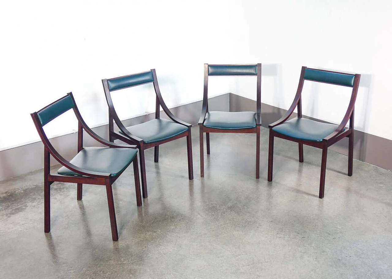 4 Wooden chairs by Carlo De Carli for Sormani, 1960s 1