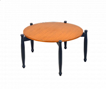 Tavolino basso in legno laccato e impiallacciato, anni '70