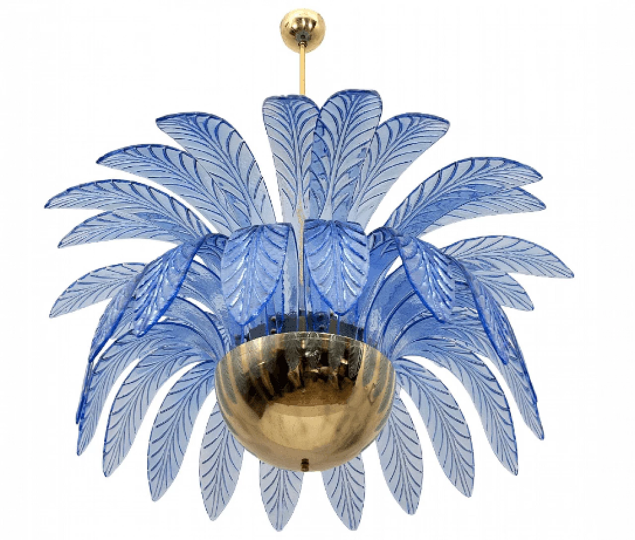 Light blue Murano glass palm leaf chandelier, 1970s 2